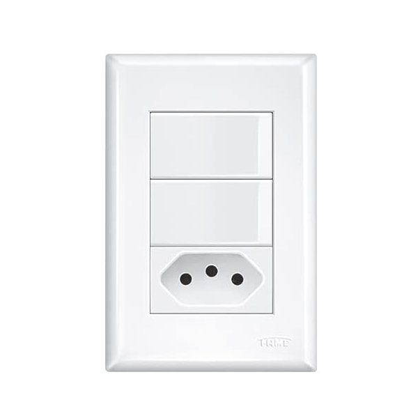 2 Interruptores Simples e Tomada Fame 2P+T 10A/250V Evidence-04892642-25e0-4ab5-8e18-ba68cd394fd8