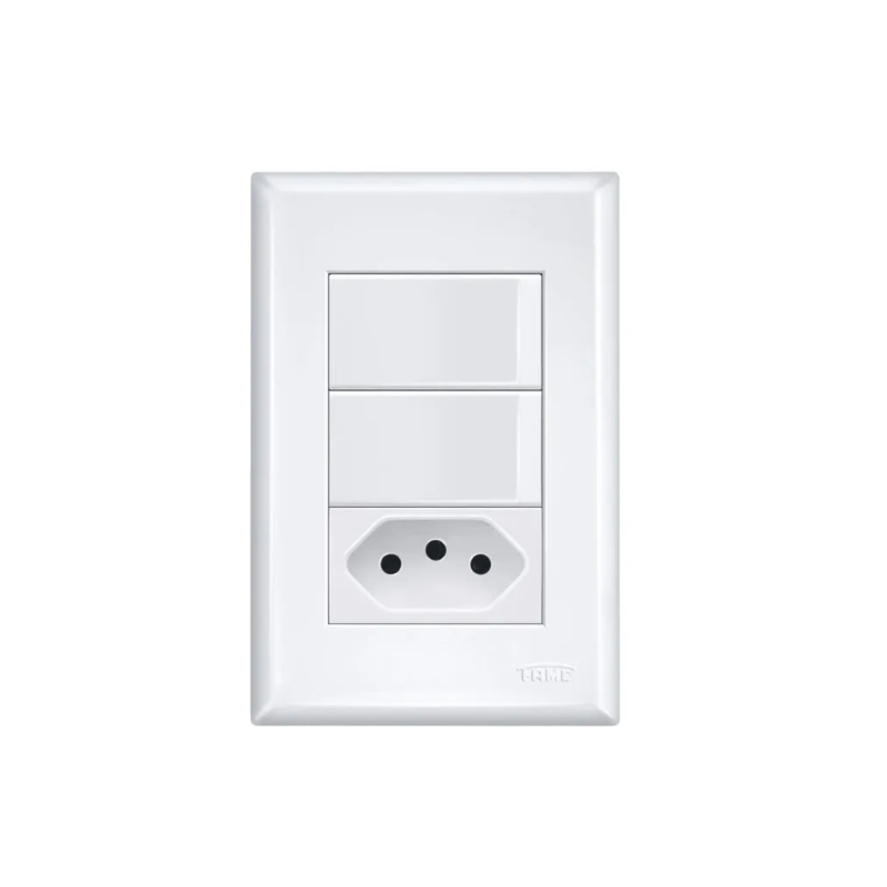 2 Interruptores Simples e Tomada Fame 2P+T 20A/250V Evidence-84d1878e-e1d3-457d-85b6-f9d64f7e94c0