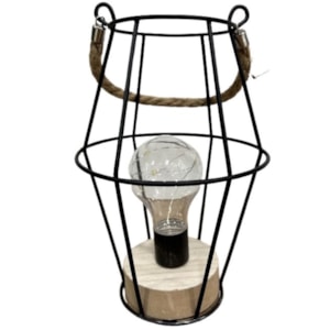 Abaju Mesa Led Decore 14x14x21cm Preto e Creme 604-03629