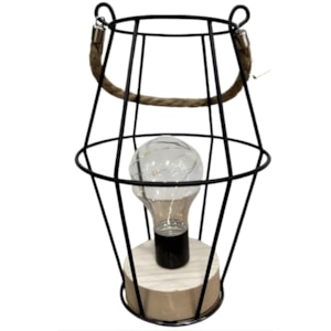 Abaju Mesa Led Decore 14x14x21cm Preto e Creme 604-03629