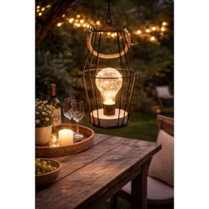Abaju Mesa Led Decore 14X14X21CM Preto E Creme