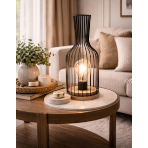 Abaju Mesa Led Decore Preto e Creme