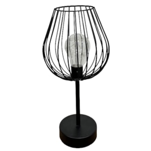Abajur de Mesa LED Decore 15x15x30cm Preto – Iluminação Moderna e Funcional