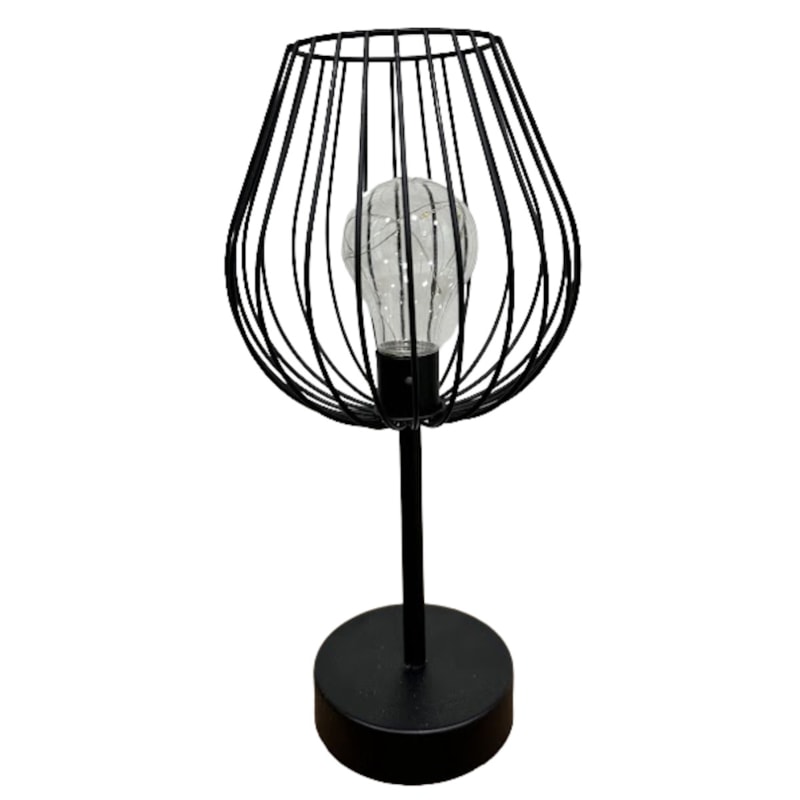 Abajur de Mesa LED Decore 15x15x30cm Preto – Iluminação Moderna e Funcional