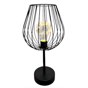 Abajur de Mesa LED Decore 15x15x30cm Preto – Iluminação Moderna e Funcional