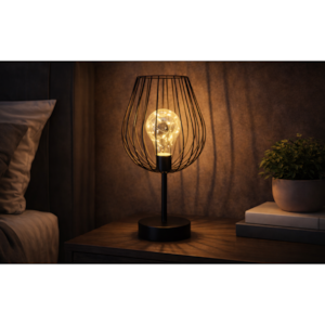 Abajur de Mesa LED Decore 15x15x30cm Preto – Iluminação Moderna e Funcional