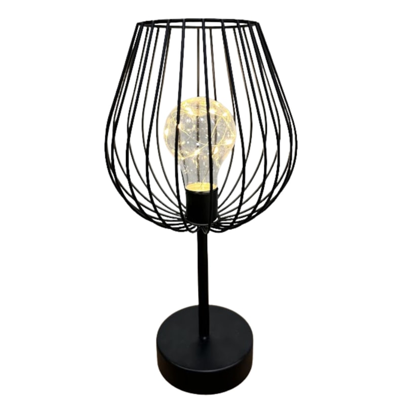 Abajur de Mesa LED Decore 15x15x30cm Preto – Iluminação Moderna e Funcional