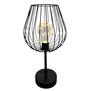 Abajur de Mesa LED Decore 15x15x30cm Preto – Iluminação Moderna e Funcional