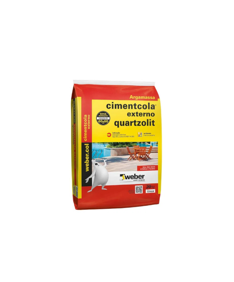 Argamassa Quartzolit AC2 20KG Cimentcola Externo Cinza