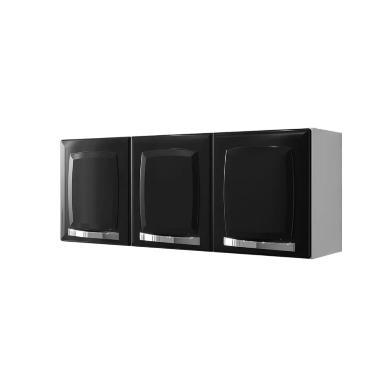 Armario Aereo Itatiaia Rose 3 Portas Preto ARM-105