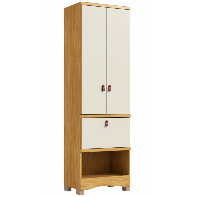 Armário Infantil Peroba Lilo Multifuncional 2 Portas 1 Gaveta Amêndoa e Off White 9375.100-9ca626e7-41fd-469f-bde1-cb23608b0f23