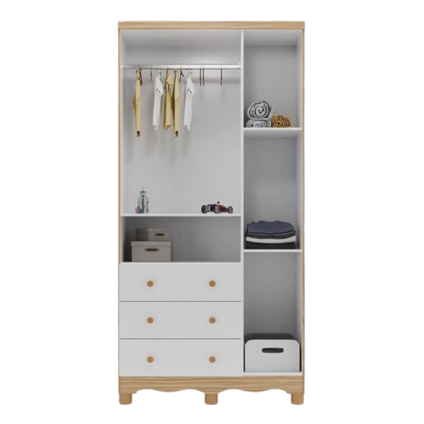 Armario Peroba Luna New 3 Porta 3 Gavetas Branco Brilho/Amendoa -de784b43-fed9-4fd1-ac4f-6a38fa297747