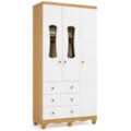 Armario Peroba Luna New 3 Porta 3 Gavetas Branco Brilho/Amendoa-50b3f34c-efa5-4e47-9cb2-7516e90535d7