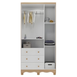 Armario Peroba Luna New 3 Porta 3 Gavetas Branco Brilho/Amendoa