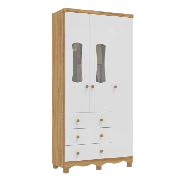 Armario Peroba Luna New 3 Porta 3 Gavetas Branco Brilho/Amendoa -e93de71b-19b9-4894-813f-1b5a728c5732
