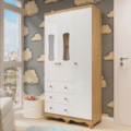 Armario Peroba Luna New 3 Porta 3 Gavetas Branco Brilho/Amendoa -0d0233e7-f49b-479b-b442-23aa002d117c