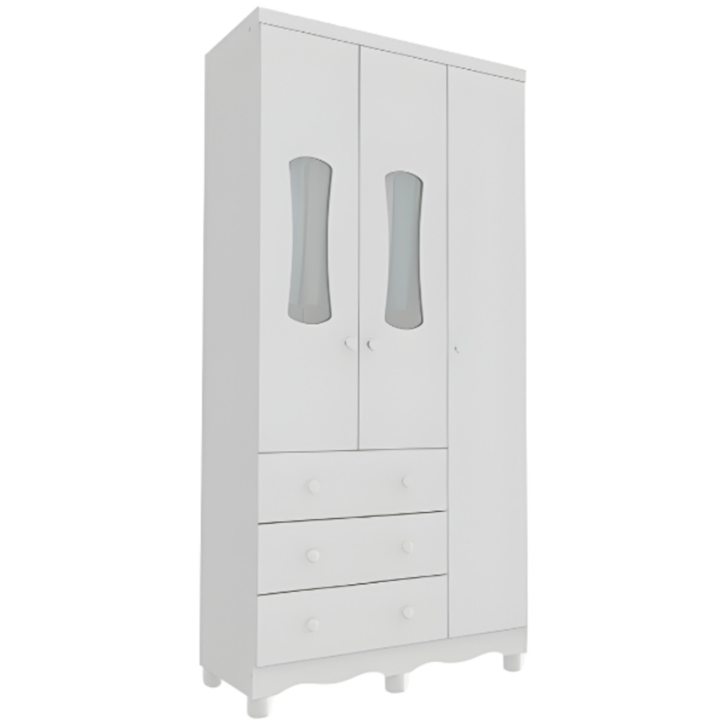 Armario Peroba Luna New 3 Portas 3 Gavetas Branco Brilho-06245301-34b1-482f-97d3-72a532a9a9a3