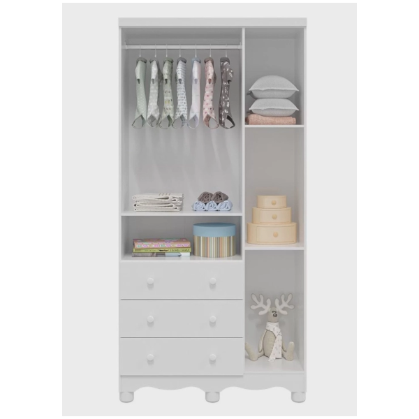 Armario Peroba Luna New 3 Portas 3 Gavetas Branco Brilho-a946cdef-c880-4b83-a0cf-6260e2bcc9a4