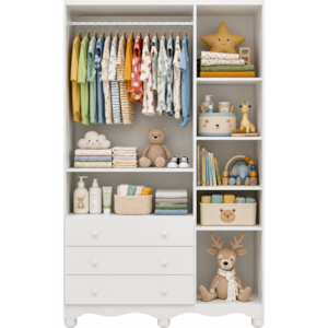 Armario Peroba Luna New 3 Portas 3 Gavetas Branco Brilho