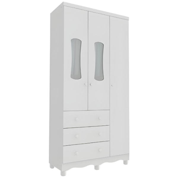 Armario Peroba Luna New 3 Portas 3 Gavetas Branco Brilho-adfdd13f-6c56-40d9-8ebd-095b562def53
