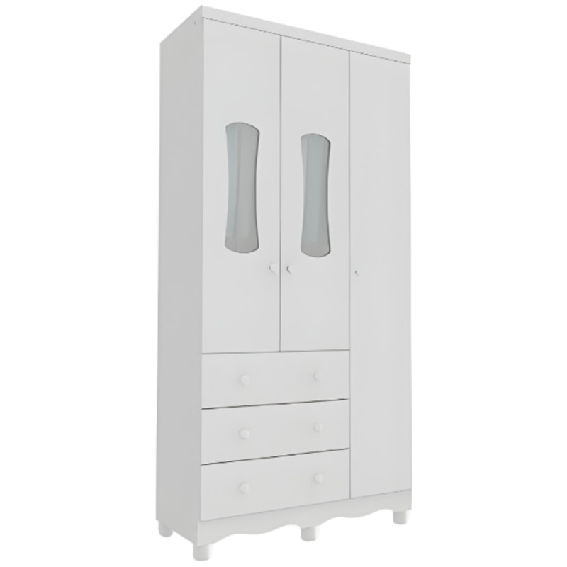 Armario Peroba Luna New 3 Portas 3 Gavetas Branco Brilho-6440989f-f7a3-40b4-9cf2-848a48be3c55