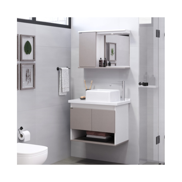 Armario Rorato Kit Bergamo Suspenso 2 Portas com Pia e Espelho Gianduia-23f97971-cc67-4129-b8bb-91f124c1943f