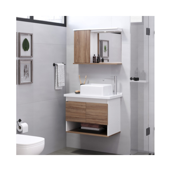 Armario Rorato Kit Bergamo Suspenso 2 Portas com Pia e Espelho Nogal-95816570-1b0e-4512-87c0-0d58f134256f