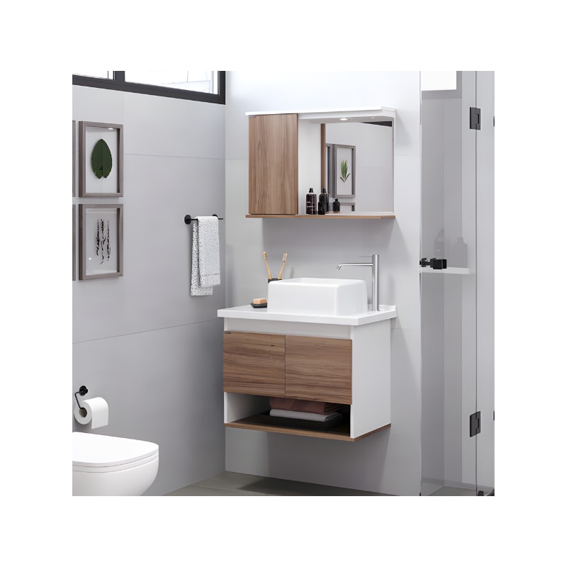 Armario Rorato Kit Bergamo Suspenso 2 Portas com Pia e Espelho Nogal-06a15a09-d2a8-45dc-8559-3ffb31d23d86