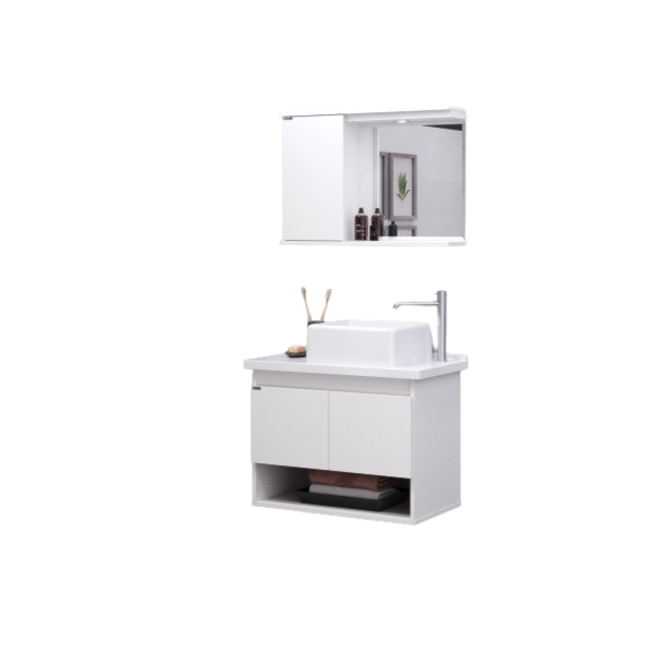 Armario Rorato Kit Bergamo Suspenso 2 Portas com Pia e Espelho Textura Branca-076ebf9c-e1c8-401b-8bbc-3550a526ea7e
