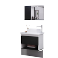 Armario Rorato Kit Bergamo Suspenso 2 Portas com Pia e Espelho Textura Preto-517ec646-d1d1-4819-8ddb-d20d2503c6b5