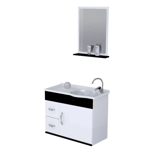 Armario Rorato Kit Siena Suspenso 1 Porta 2 Gavetas com Espelho Preto -1ca8bafc-ba88-42fb-81c5-97ca05d7a305
