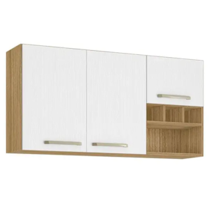 Armario Suspenso Aereo Kits Parana Ametista 3 Portas com 3 espaco para Garrafas 1200mm Freijo/Supremo