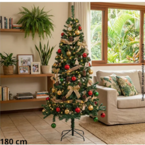 Arvore De Natal 180CM 645 Galhos Verde Base De Mental 831-T001-25PROM-6