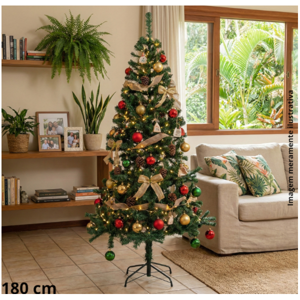 Arvore De Natal 180CM 645 Galhos Verde Base De Mental 831-T001-25PROM-6-48138126-06be-4e68-93d4-a1065240c467