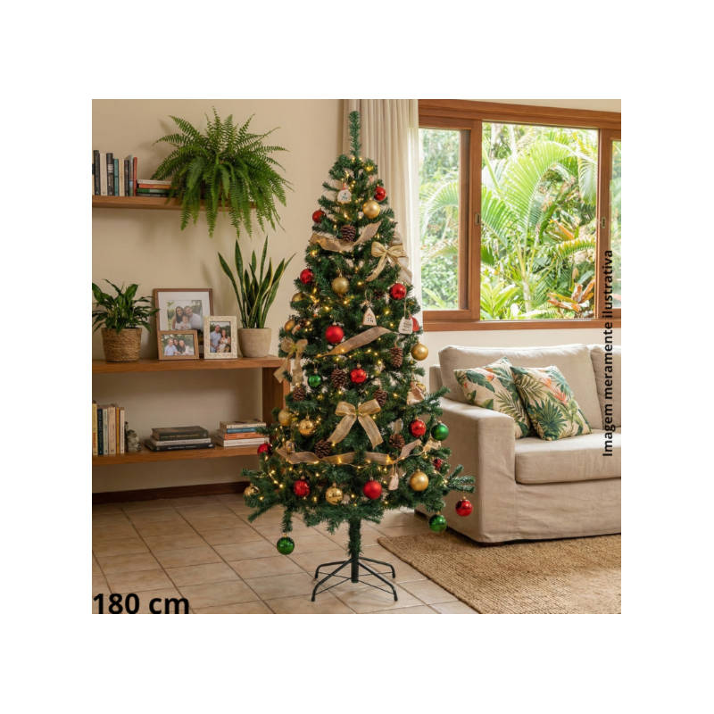 Arvore De Natal 180CM 645 Galhos Verde Base De Mental 831-T001-25PROM-6-29bc5e73-44d3-4181-9e4d-659fc57a7701