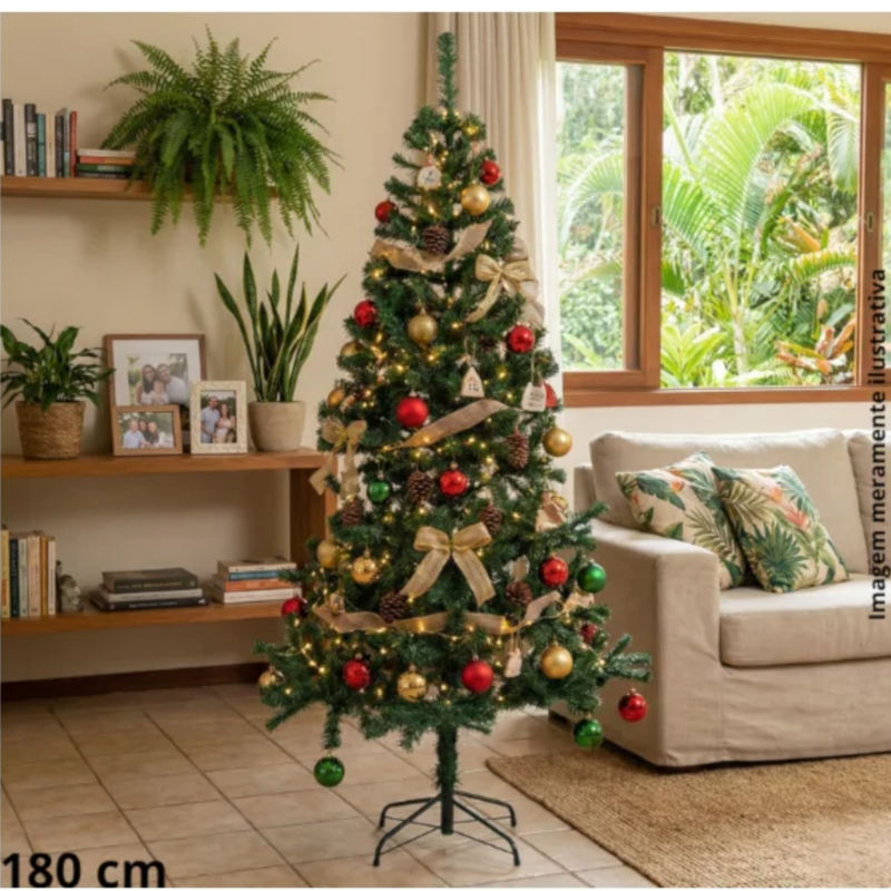 Arvore De Natal 180CM 645 Galhos Verde Base De Mental 831-T001-25PROM-6-87cd9283-91a3-416b-9f3b-0436f6c8abd6