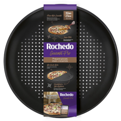 Assadeira para Pizza 33cm Rochedo Gourmet Revestida