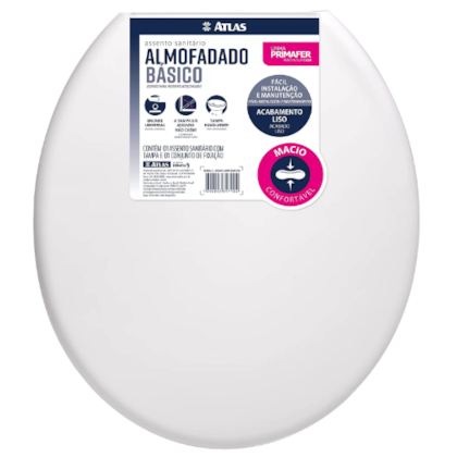 Assento Sanitario Almofadado Basico Atlas Plastico Branco