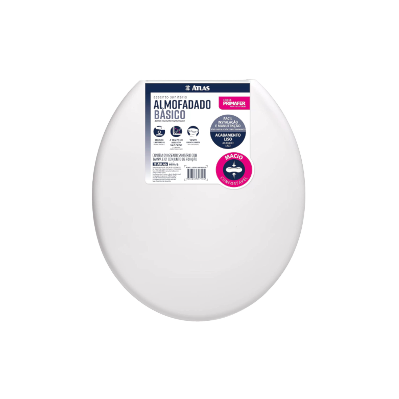 Assento Sanitario Almofadado Basico Atlas Plastico Branco