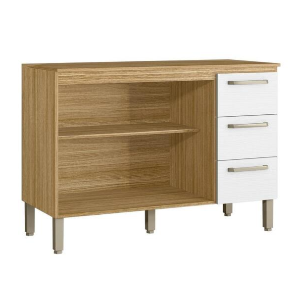 Balcao de Cozinha Kits Parana Ametista 1200mm 2 Portas 3 Gavetas com Tampo Freijo/Supremo-b02b6492-59bc-4324-b0cf-790762645dd4