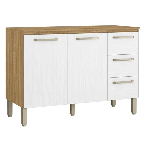 Balcao de Cozinha Kits Parana Ametista 1200mm 2 Portas 3 Gavetas com Tampo Freijo/Supremo-f580e328-dec7-4f4f-9ef2-e8a9abe1c6d9