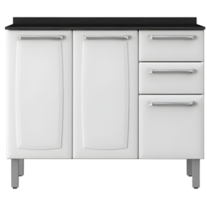 Balcao Itatiaia Luce 3 Portas 2 Gavetas com Tampo Branco