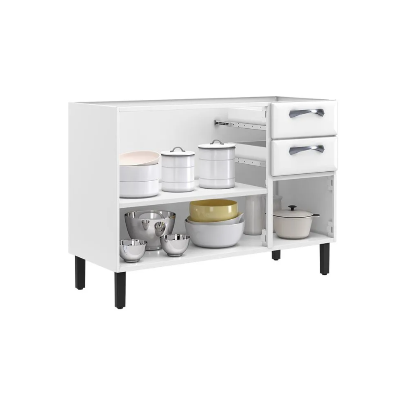Balcao Itatiaia New Premium sem Tampo 3 Portas 2 Gavetas Branco