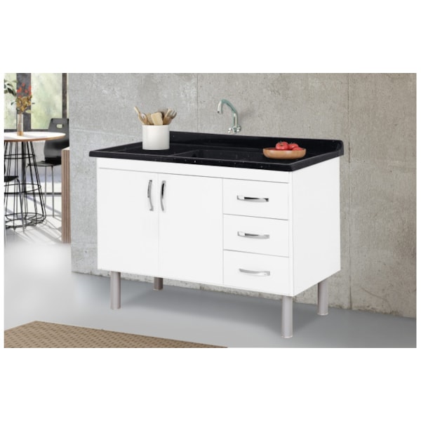 Balcao para Pia Rorato Toquio 2 Portas 3 Gavetas Branco-c75883b3-dbaf-4cba-bf4d-abedcd970797