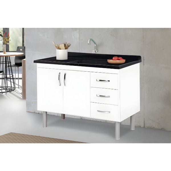 Balcao para Pia Rorato Toquio 2 Portas 3 Gavetas Branco-e31c366d-2976-4df8-9828-60e85a45adea