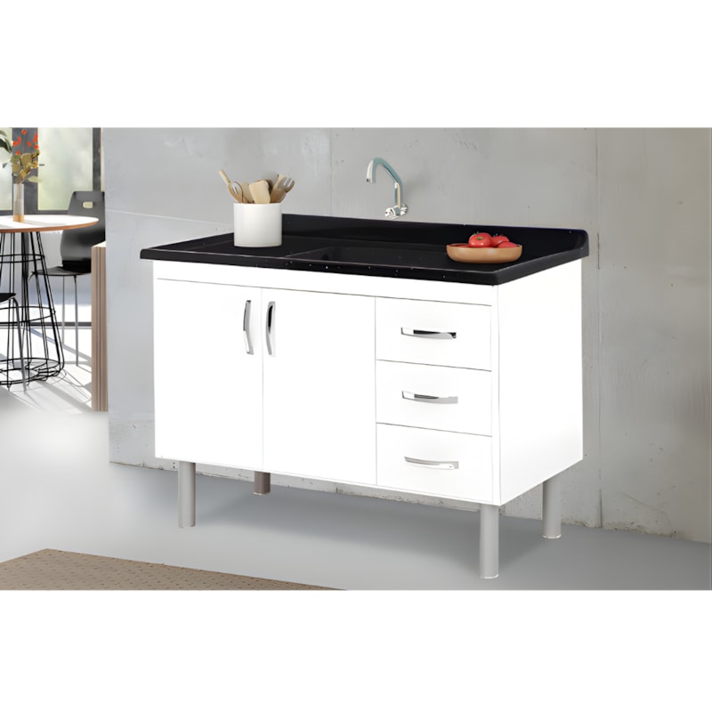 Balcao para Pia Rorato Toquio 2 Portas 3 Gavetas Branco-8e548902-c22d-4d35-88ca-ac43c5e9b622