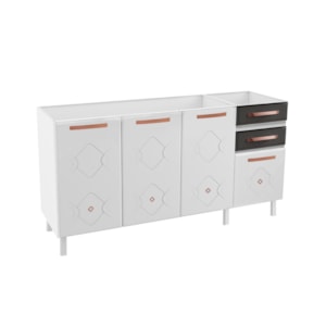Balcão Quádruplo Telasul Mirage New 160cm 4 Portas 2 Gavetas sem Tampo em Aço Grafite – Design Moderno e Amplo Espaço