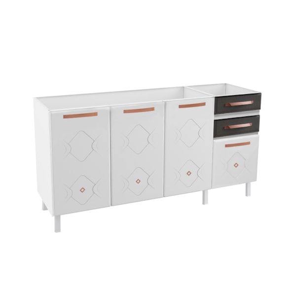 Balcao Quadruplo Telasul Mirage New 4 Portas 2 Gavetas 1600MM sem Tampo Grafite-04121954-a384-43f0-8569-81091c242239