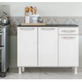 Balcao Tripo Telasul Esmeralda 3 Porta 1 Gaveta com Tampo 15MM Smart Branco-3c0fc496-246f-475f-8972-576d95666837