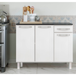 Balcao Tripo Telasul Esmeralda 3 Porta 1 Gaveta com Tampo 15MM Smart Branco